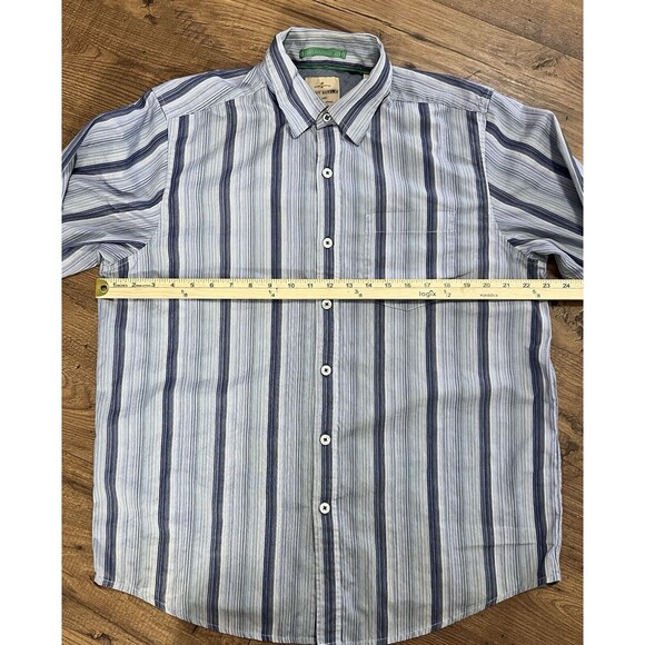 Tommy Bahama Jeans Island Crafted Long Sleeve Button Shirt Means M Striped Blue - Picture 4 of 10